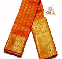 bridal red color heavy big border kanchipattu wedding saree