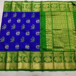 elegant ikkat pattu saree with kanchi pattu border