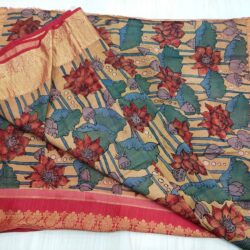 Pure banaras moonga kalamkari....with beautiful Kanchi border... Zari pallu*